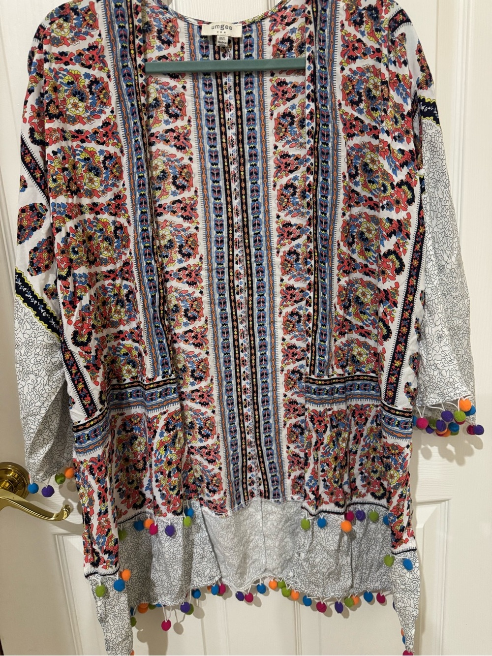 Umgee Boho Pom-Pom Floral Kimono - Multicolor